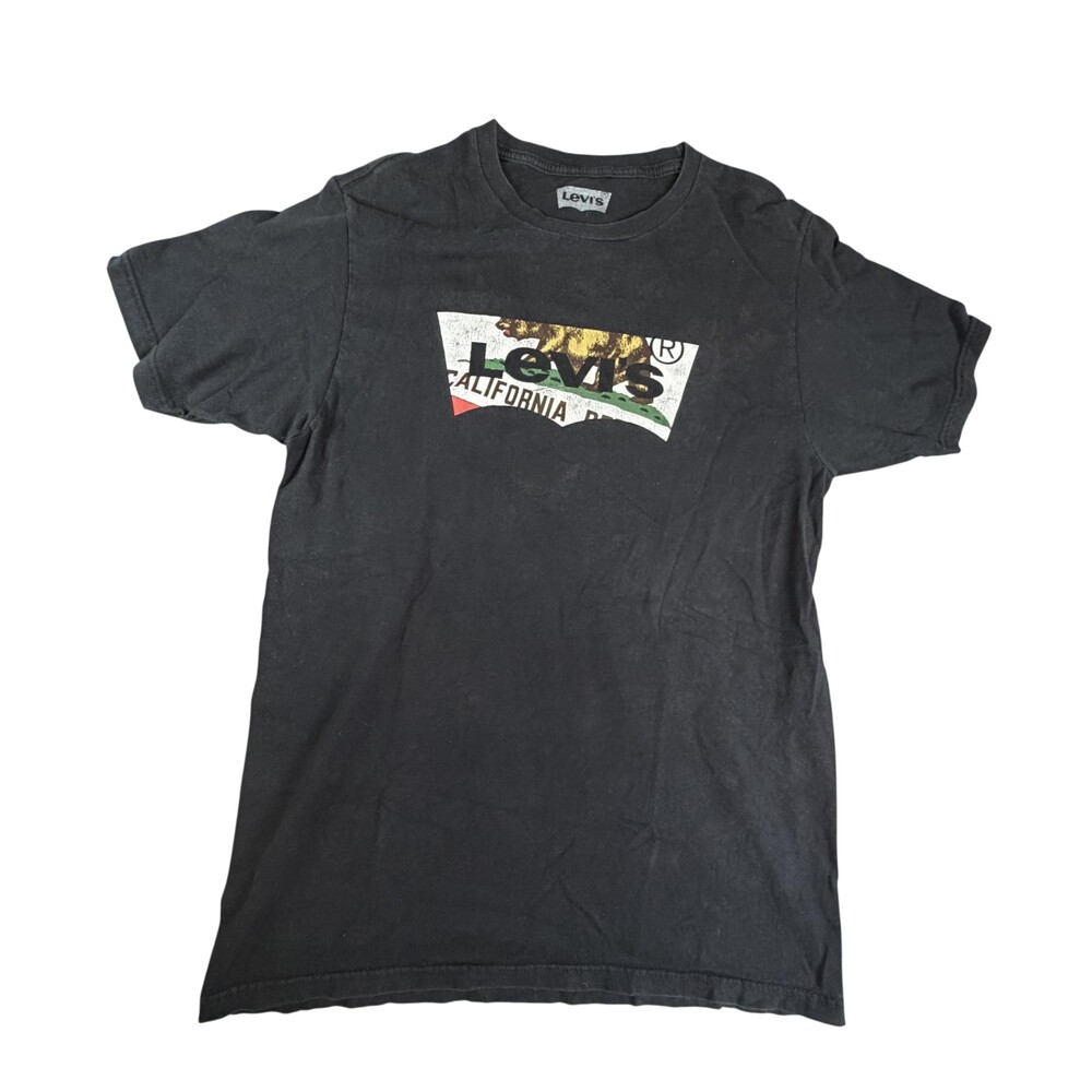 Levi's Shirt Mens Medium Black California Republic Flag Graphic Tee Tagless